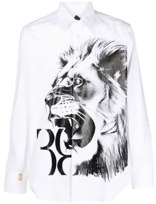 Billionaire lion-print long-sleeve shirt - White