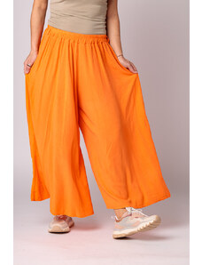 Shopika Pantaloni largi, de vara, din vascoza, portocalii