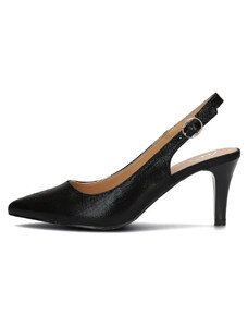 Pantofi dama, Filippo, DP4499-23-BK-Negru, elegant, textil, cu toc, negru (Marime: 40)