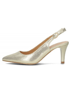 Pantofi dama, Filippo, DP4499-23-GO-Auriu, elegant, textil, cu toc, auriu (Marime: 40)