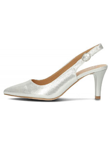 Pantofi dama, Filippo, DP4499-23-SI-Argintiu, elegant, textil, cu toc, argintiu (Marime: 40)