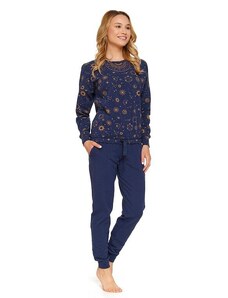 DN Nightwear Pijamale de damă Zodiac albastru cu semne zodiacale