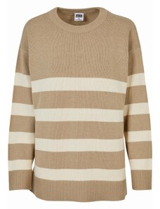 Urban Classics / Ladies Striped Knit Crew Sweater wetsand/sand