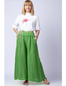 Shopika Fusta pantalon verde oliv, casual, din in, cu o curea fancy