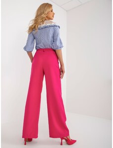 Fashionhunters Dark pink wide trousers made of Swedish material