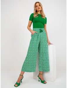 Fashionhunters SUBLEVEL patterned green fabric palazzo pants