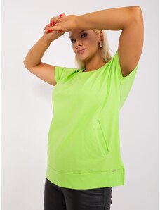 Fashionhunters Light green plus size blouse with pockets