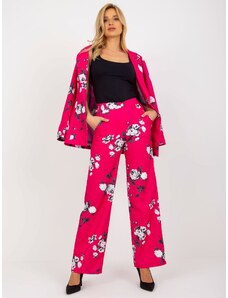Fashionhunters Fuchsia wide fabric trousers with rose suits