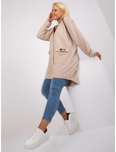 Fashionhunters Beige long hoodie of larger size