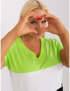 Fashionhunters Light green and black cotton blouse of larger size