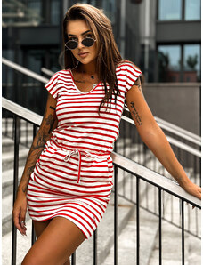 Fashionhunters Ecru-red casual short sleeve dress by MAYFLIES