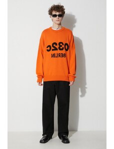 032C pulover de lână bărbați, culoarea portocaliu, călduros