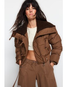 Jachetă pufoasă Trendyol Light Brown Oversize Water Repellent