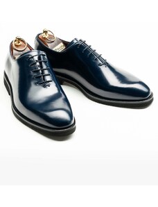 BMan.ro Pantofi Barbati Eleganti Oxford Albastru Bleumarin Semilucios 100% Piele Naturala Talpa EVA BMan0403