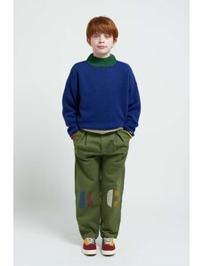 Bobo Choses pantaloni de bumbac pentru copii culoarea verde, cu imprimeu