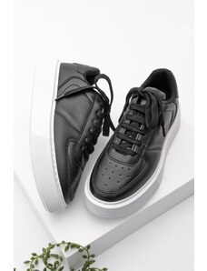 Marjin Women's Sneakers High-Sole Lace-Up Sneakers Azin negru