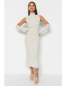 Trendyol Stone Midi Sweater Window/Croit Dress