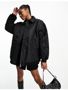 Something New X Aisha Potter quilted sleeve bomber jacket in black