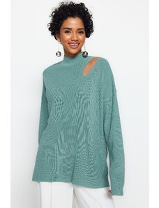 Trendyol Mint Oversized Fit Window/Cut Out Pulover tricotaje