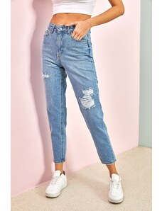 Bianco Lucci femei genunchi tăiat model Jeans
