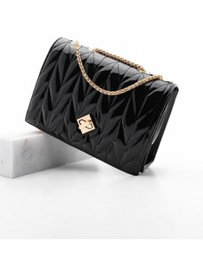 Marjin Women's Gold-colored Chain Shoulder Bag Delbin Black Patent Leather