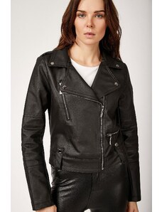 Jachetă Biker din piele artificială Bigdart 1025 - negru