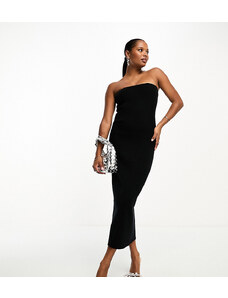 4th & Reckless Petite exclusive knitted bandeau midi dress in black