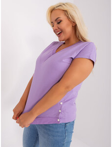 Fashionhunters Light purple blouse plus button sizes