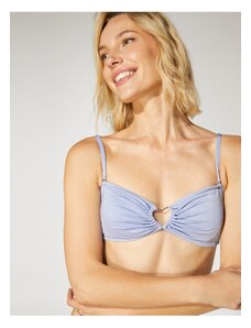 Koton Silvery Strapless Bikini Top With Heart Window Detail Detachable Straps.