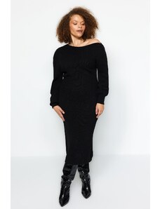 Rochie pulover Trendyol Black Asymmetrical Detailed