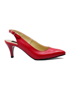 Pantofi decupati stiletto Catinca, rosii, din piele naturala SORD24R