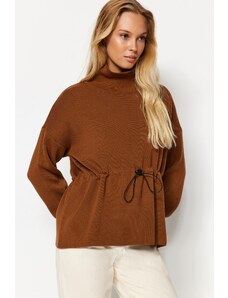 Trendyol maro larg fit talie detaliu tricotaje pulover