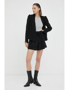 Bruuns Bazaar pantaloni scurti femei, culoarea negru, neted, high waist