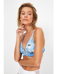 Trendyol Blue Floral Print Bikini Top