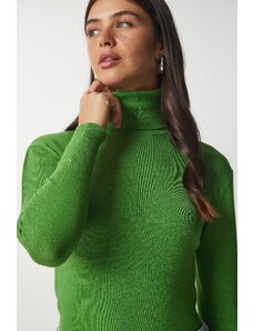 Happiness İstanbul Fericire İstanbul femei verde turtleneck corduroy tricotaje pulover