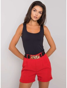 Fashionhunters Pantaloni scurți roșii cu o centură decorativă