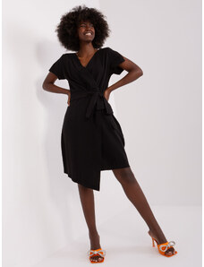 Fashionhunters Black wrap dress with viscose ZULUNA