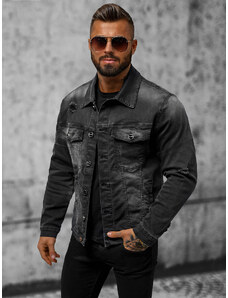 Jachetă de blugi bărbați neagră OZONEE NB/MJ506NZ