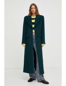 Gestuz palton de lana culoarea verde, de tranzitie