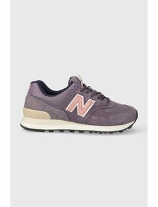 New Balance sneakers din piele întoarsă 574 culoarea violet
