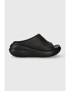 Crocs papuci Classic Crush Slide femei, culoarea negru, cu platformă 207670