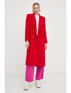 Patrizia Pepe palton de lana culoarea rosu, de tranzitie, cu doua randuri de nasturi