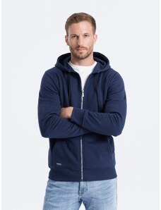 Ombre Clothing Men's unbuttoned hooded sweatshirt - dark blue V4 OM-SSZP-22FW-003