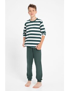 Taro Pijamale pentru băieți mai mari Blake verde-alb