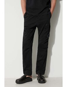 C.P. Company pantaloni STRETCH SATEEN REGULAR PANTS bărbați, culoarea negru, cu fit cargo 15CMPA111A005529G