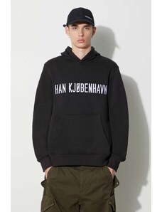 Han Kjøbenhavn hanorac de bumbac bărbați, culoarea negru, cu glugă, cu imprimeu