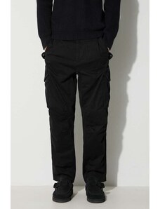 C.P. Company pantaloni STRETCH SATEEN LOOSE CARGO PANTS bărbați, culoarea negru, cu fit cargo 15CMPA123A005529G