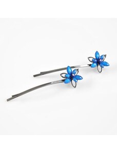 Meli Melo Set 2 agrafe cu flori albastre