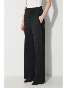 MM6 Maison Margiela pantaloni din lână culoarea negru, drept, high waist, S62KB0178