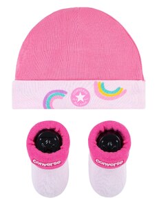 Converse rainbows hat & bootie 2pc set PINK